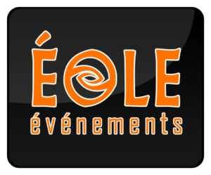 logo eole evenements écrit en orange sur fond noir