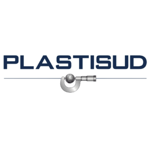 le logo de plastisud écrit en bleu et la planette terre en dessous en gris avec une longue-vue