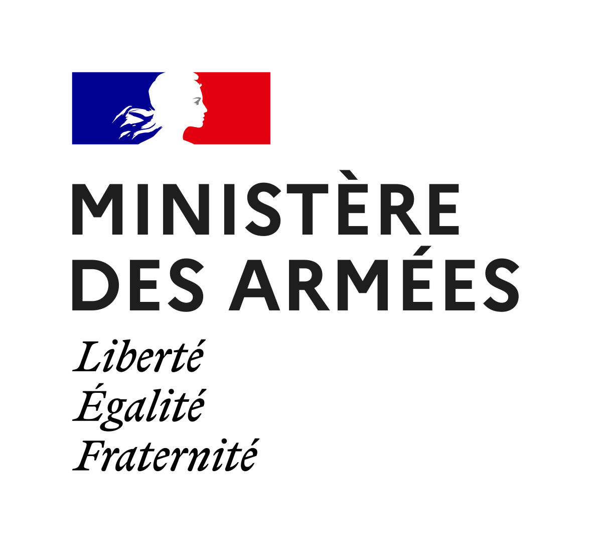 Logo ministère des armées avec la devise française, Liberté Égalité Fraternité
